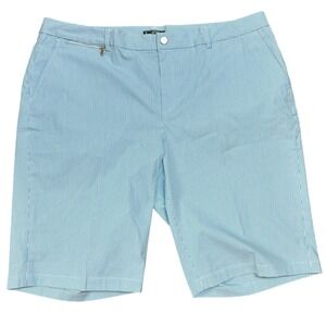 Lauren Ralph Lauren Active Bermuda Shorts Blue White Stripe 18W NWT Coastal Golf
